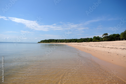 View of the freshwater beach of the Tapajos River in Alter do Chão, in the state of Pará, northern Brazil.