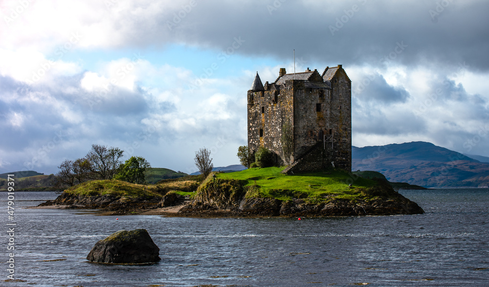 Scottish Castle on Island within a Sea Loch - Summer