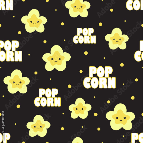 seamless pattern of cute and fun popcorn