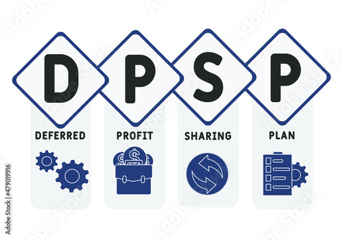 DPSP - Deferred Profit Sharing Plan acronym. business concept background.  vector illustration concept with keywords and icons. lettering illustration with icons for web banner, flyer, landing pag