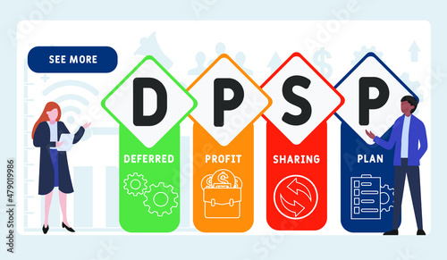 DPSP - Deferred Profit Sharing Plan acronym. business concept background.  vector illustration concept with keywords and icons. lettering illustration with icons for web banner, flyer, landing pag
