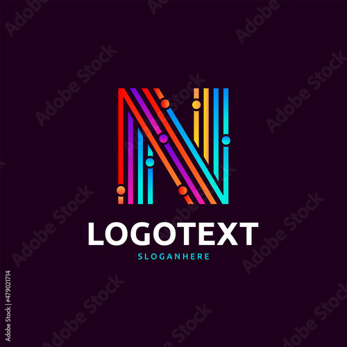 Letter N logo. colorful network logo