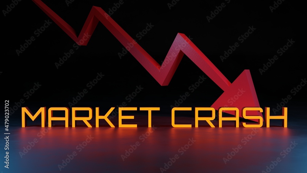 market crash text object , 3D illustration rendering market crash text object , 3D illustration rendering