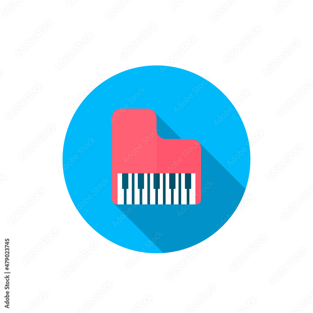 piano music vector icon, flat design, long shadow piano music vector icon, flat design, long shadow