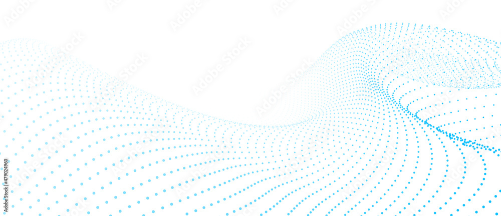 Wave of dots. Gradient wavy background. Abstract cyber backdrop of points. 3d vector illustration.