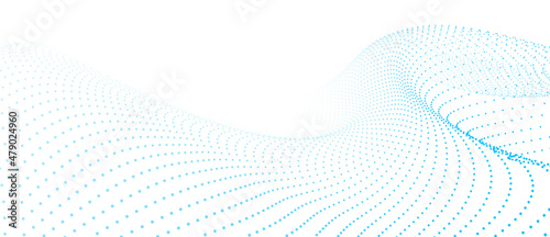 Wave of dots. Gradient wavy background. Abstract cyber backdrop of points. 3d vector illustration.