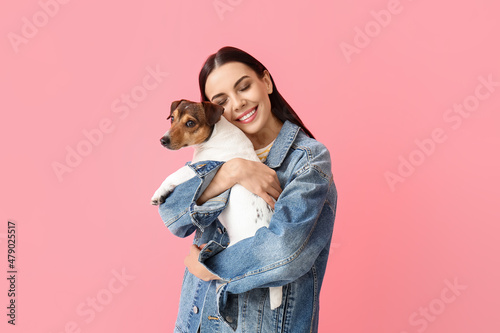 Happy young woman with cute...