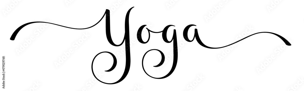 YOGA black vector brush calligraphy banner with swashes YOGA black vector brush calligraphy banner with swashes