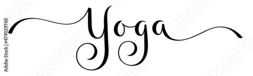 YOGA black vector brush calligraphy banner with swashes