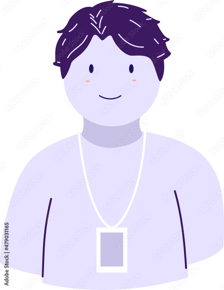 isolated purple smile working young adult in flat icon style isolated purple smile working young adult in flat icon style