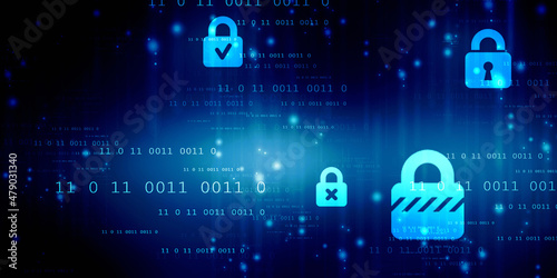 2d illustration Safety concept: Closed Padlock on digital background
