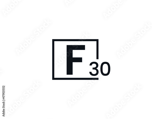 F30, 30F Initial letter logo