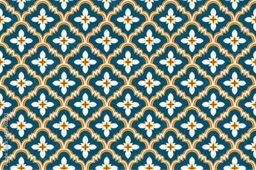 Ikat ethnic Moroccan pattern design. Aztec fabric carpet mandala ornament chevron textile decoration wallpaper. Tribal turkey African Indian traditional embroidery vector illustrations background 