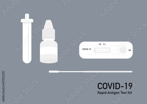 set of covid-19 rapid antigen test kit ATK vector set isolated on plane background