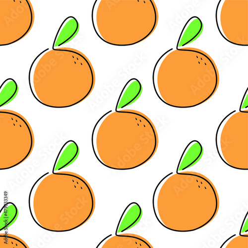 Fototapeta Naklejka Na Ścianę i Meble -  Cute orange fruit illustration. seamless pattern. can be used for wallpaper, pattern fill, apparel, fabric, textile, wrapping paper, cover
