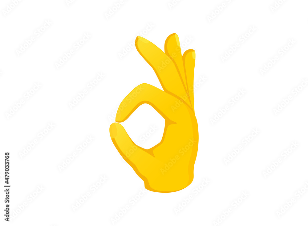 Ok hand icon. Hand gesture emoji illustration.
Ok hand icon. Hand gesture emoji illustration.