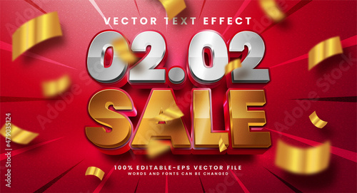 02.02 sale 3d editable text style effect. Elegant text effect with pink color, suitable for sweet product theme.