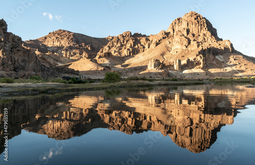 reflection of the mountain in lake