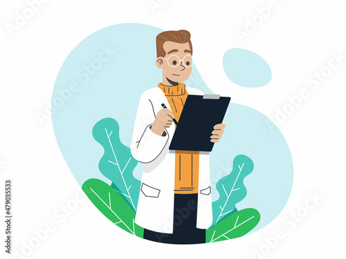 Scientist taking notes