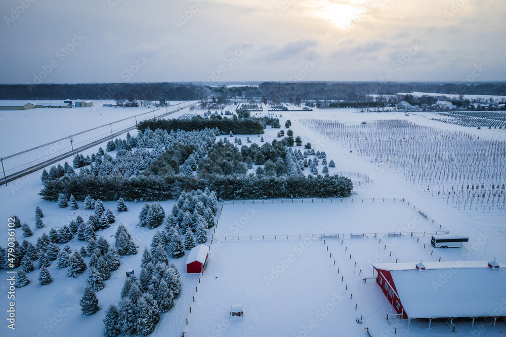 Aerial Drone of Snow in Princeton Plainbsoro Cranbury