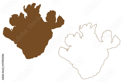 Ringvassoya island  Kingdom of Norway  map vector illustration  scribble sketch Ranes map