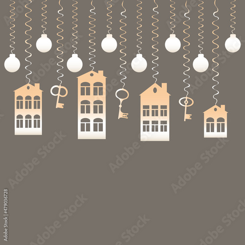 advertising banner or postcard - housewarming, sale or rental of housing on a turnkey basis. Apartments or houses