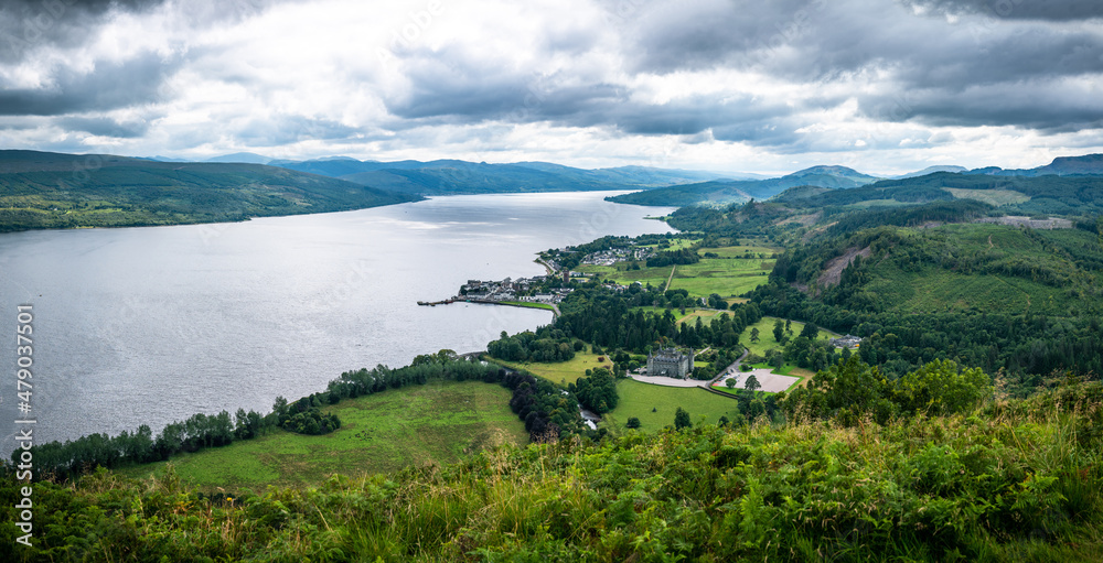 Inverary Castle and Inverary in the foreground - Loch View  - Summer 