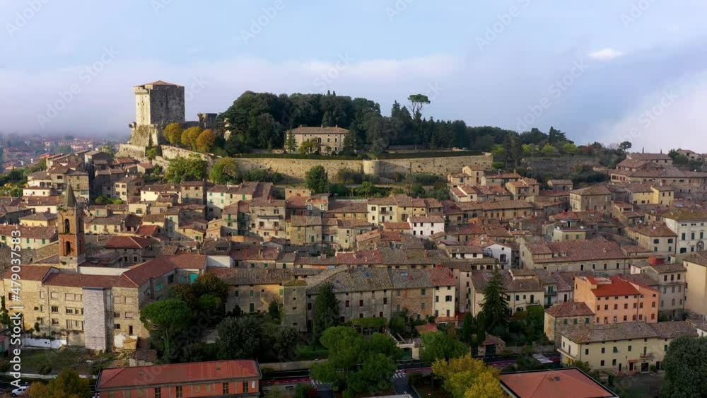 Sarteano village in Tuscany, Italy. Sarteano, the medieval castle at the top of the village. Siena, Tuscany, Italy. Sarteano village in Tuscany, Italy. Sarteano, the medieval castle at the top of the village. Siena, Tuscany, Italy.