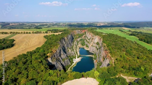 Old lime quarry, Big America (Velka Amerika) near Prague, Czech Republic. Velka Amerika (Big America, Czech Grand Canyon) is a abandoned limestone quarry near Morina village, Czech Republic.