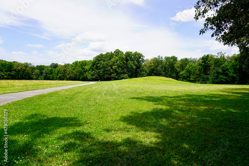 Fototapeta Naklejka Na Ścianę i Meble -  Poverty Point World Heritage Site in Louisiana is a prehistoric monumental earthworks site constructed by the Poverty Point culture, indigenous people during the Late Archaic period. Mound B. 
