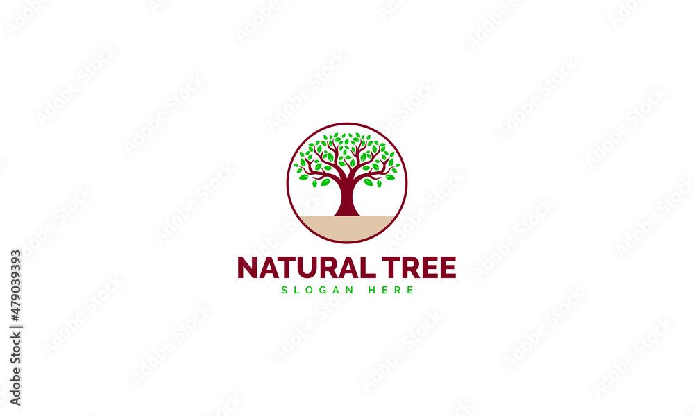 Obraz premium Natural Circle Tree Logo Vector Template