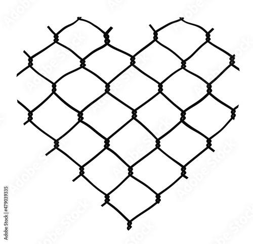 Vector concept of chain link mesh pattern heart.