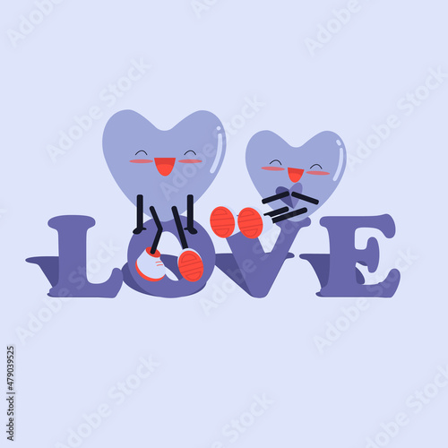 Flat design of loving hearts in 2022 main color