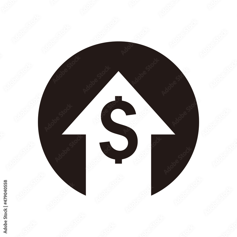 Money increases icon vector. dollar rate increase icon Money increases icon vector. dollar rate increase icon