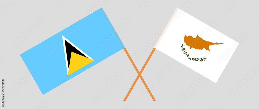 Crossed flags of Saint Lucia and Cyprus. Official colors. Correct proportion Crossed flags of Saint Lucia and Cyprus. Official colors. Correct proportion