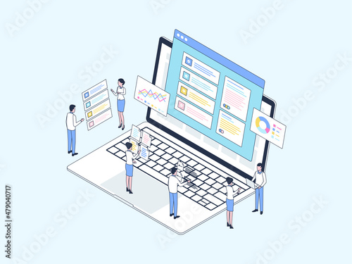 Key Performance Indicator Isometric Illustration Lineal Color. Suitable for Mobile App, Website, Banner, Diagrams, Infographics, and Other Graphic Assets.