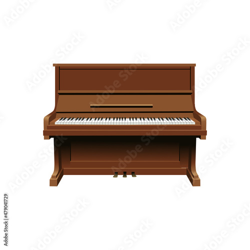 White piano isolated on white background. Music keyboard instruments.Vector illustration.
