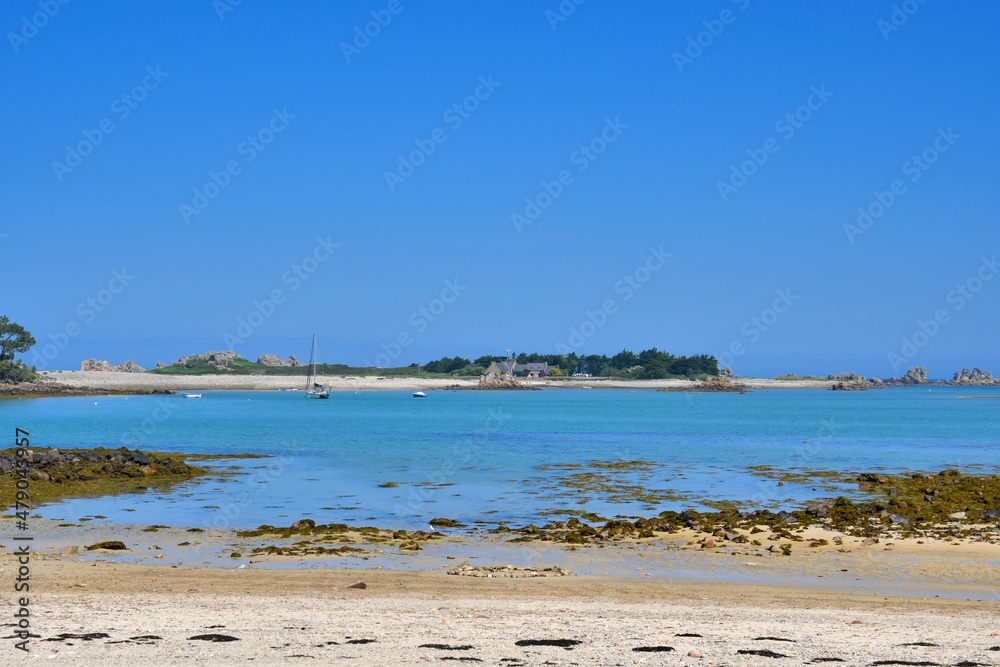 Beautiful seascape at Plougrescant in brittany - France