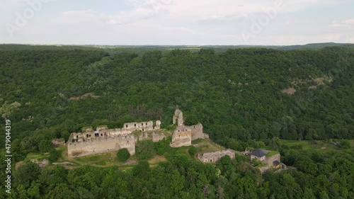 Aerial view of Cabrad Castle near the village of Cabradsky Vrbovok, Slovakia photo