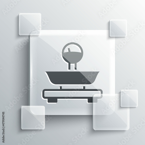 Grey Scales icon isolated on grey background. Weight measure equipment. Square glass panels. Vector
