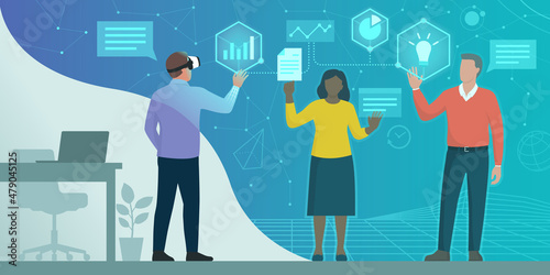 Business people having a virtual meeting