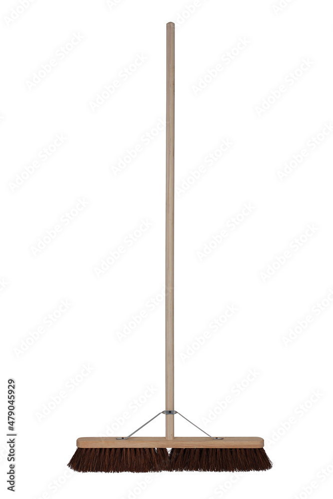 Front view of a yard broom on white Front view of a yard broom on white