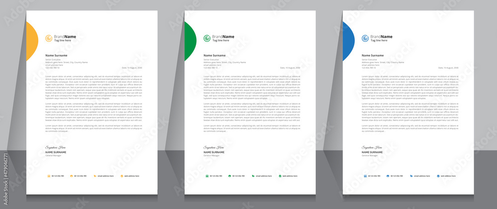 Letterhead format template, business style letterhead design template. Company letterhead template designs.	