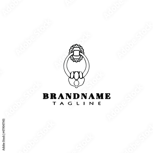 door knocker logo cartoon icon design template black isolated vector illustration