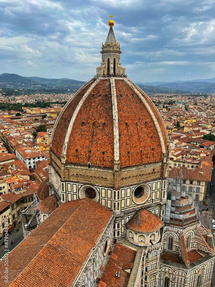 View from the tower over the dome and the city of Florence.