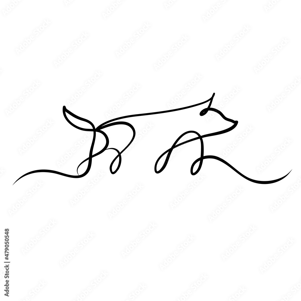dog silhouette one line hand drawn for design dog silhouette one line hand drawn for design