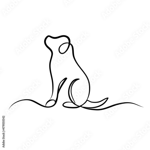 labrador dog silhouette one line hand drawn for design