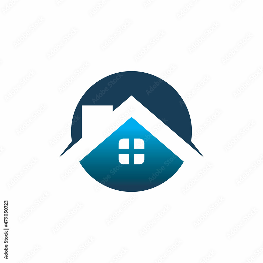 blue circle house building logo design blue circle house building logo design