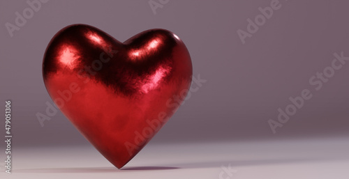 Heart with metallic texture for the day of love and friendship also called valentine's day. 3D illustration render