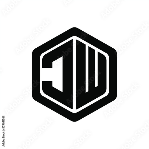 JW letter logo design emblem vector icon, template with white background	